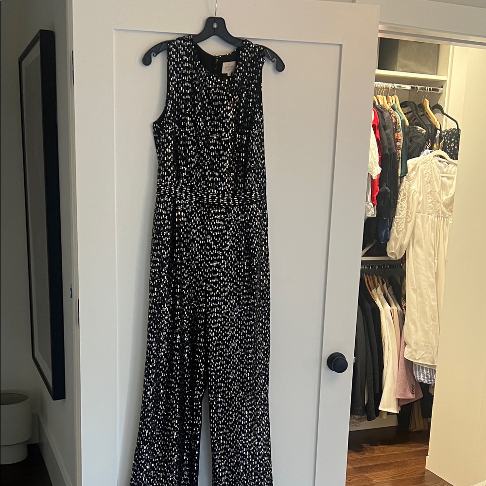 Sezane Black and White Patterned Jumpsuit